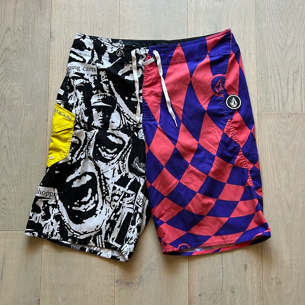 Volcom Black and Purple Swim Trunks